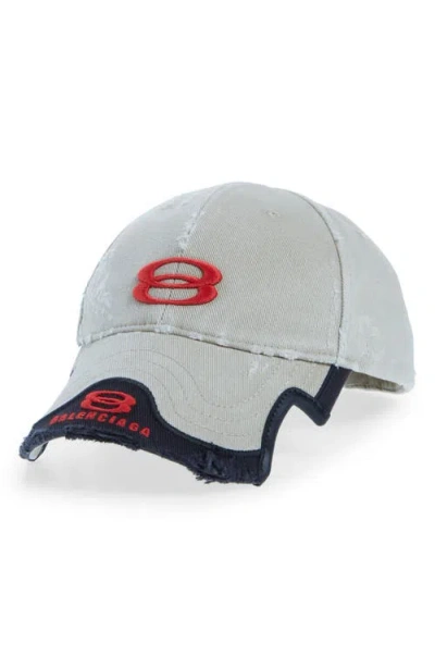 Balenciaga Double Unity Embroidered Distressed Baseball Cap