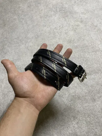 Pre-owned Balenciaga Double Wrap Belt – Allover Logo Print In Black