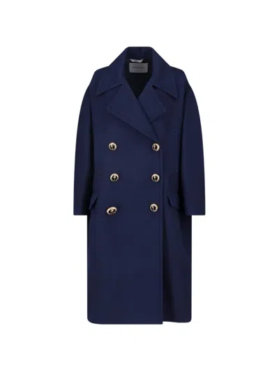 Balenciaga Double-breasted Anchor-button Coat In Blue