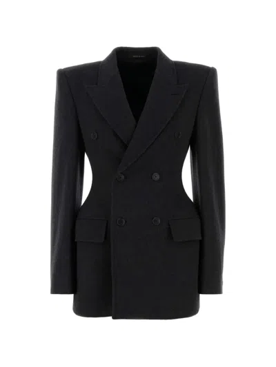 Balenciaga Hourglass Double-breasted Cashmere Jacket In Black