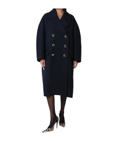 Balenciaga Double-breasted Anchor-button Coat In Blue
