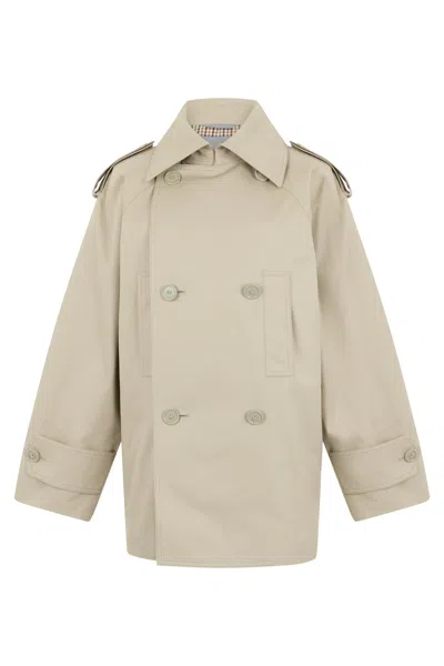 Balenciaga Double-breasted Cotton Trench Coat In Neutral
