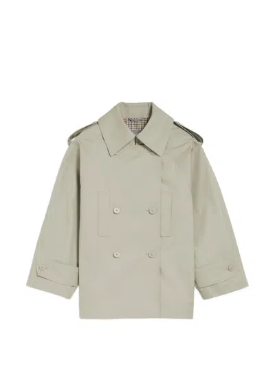 Balenciaga Double-breasted Cropped Trench Coat In Neutral