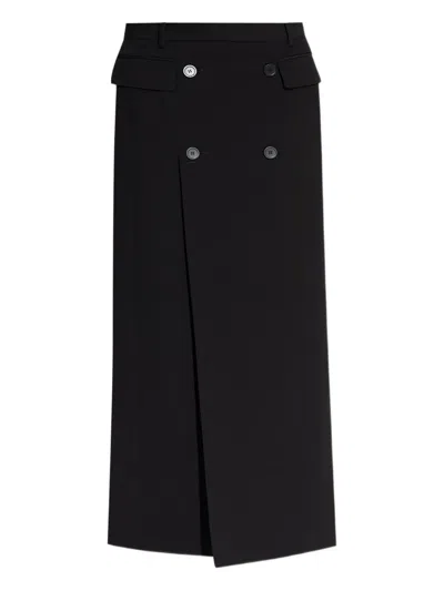 Balenciaga Double-breasted Split Skirt In Black