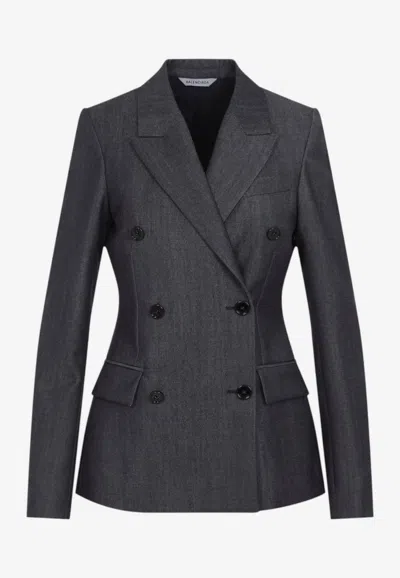 Balenciaga Double-breasted Tailored Jacket In Blue