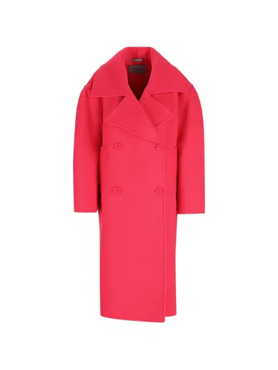 Balenciaga Double-breasted Wool Coat In Pink