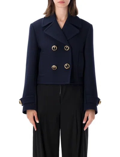 Balenciaga Double-breasted Wool Jacket In Blue