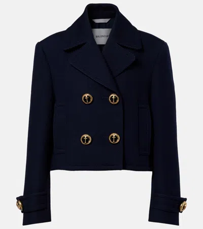 Balenciaga Double-breasted Wool Jacket In Multi