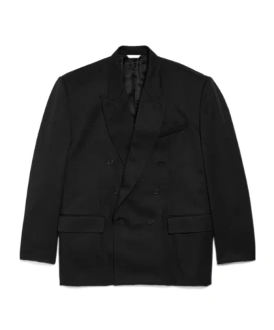 Balenciaga Double-breasted Wool-gabardine Jacket In Black