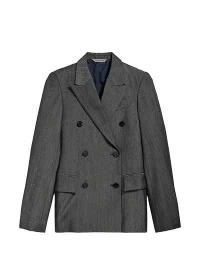 Balenciaga Double-breasted Wool-twill Blazer In Gray