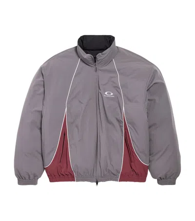 Balenciaga Down-filled Reversible Track Jacket In Gray