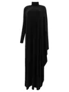 Balenciaga Asymmetric Cape-effect Satin-jersey Maxi Dress In Black