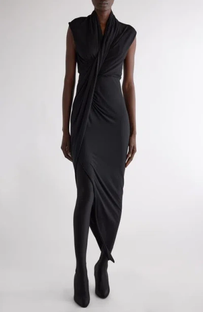 Balenciaga Draped Asymmetric Crepe Jersey Dress