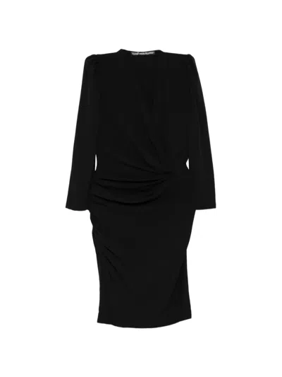 Pre-owned Balenciaga Draped Asymmetric Midi Dress In Black