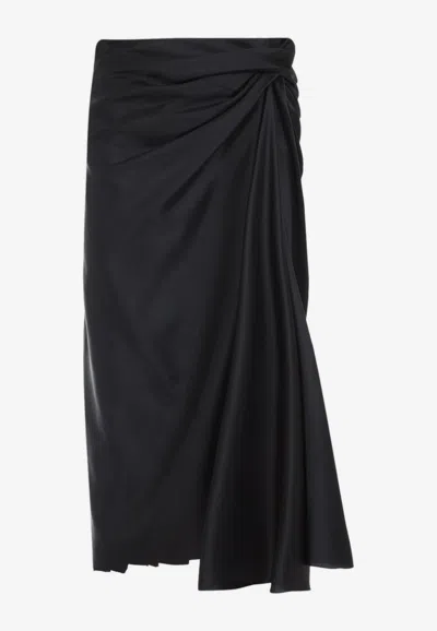Balenciaga Draped Asymmetric Midi Skirt In Black