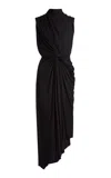 Balenciaga Draped Asymmetrical Jersey Dress In Black