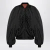 Balenciaga Black Bomber Draped Jacket With Elastic Rear Hem In Tech Fabric Woman