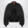 Balenciaga Black Bomber Draped Jacket With Elastic Rear Hem In Tech Fabric Woman
