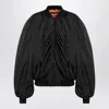 Balenciaga Black Bomber Draped Jacket With Elastic Rear Hem In Tech Fabric Woman
