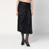 Balenciaga Asymmetric Frayed Gathered Draped Satin Midi Skirt