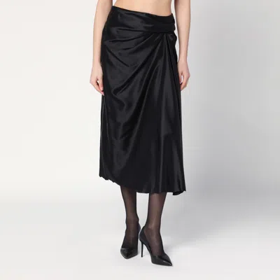 BALENCIAGA BALENCIAGA DRAPED BLACK SKIRT IN CUPRO TWILL