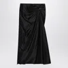 Balenciaga Asymmetric Frayed Gathered Draped Satin Midi Skirt