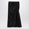 Balenciaga Asymmetric Frayed Gathered Draped Satin Midi Skirt