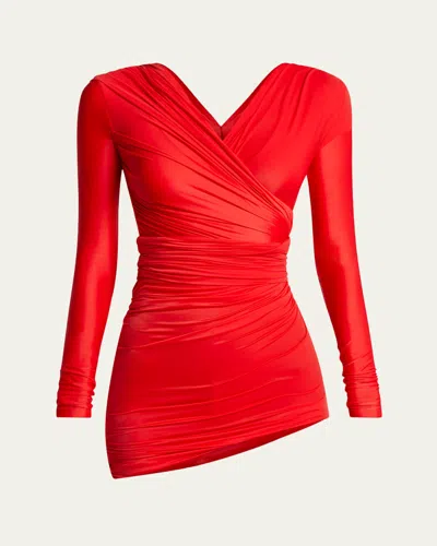 BALENCIAGA DRAPED BODY-CON ASYMMETRIC MINI DRESS