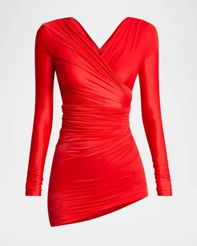 BALENCIAGA DRAPED BODY-CON ASYMMETRIC MINI DRESS