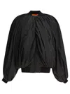 Balenciaga Black Bomber Draped Jacket With Elastic Rear Hem In Tech Fabric Woman