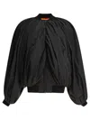Balenciaga Black Bomber Draped Jacket With Elastic Rear Hem In Tech Fabric Woman In Black