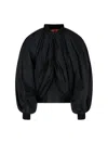 Balenciaga Black Bomber Draped Jacket With Elastic Rear Hem In Tech Fabric Woman In Black