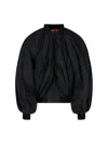 Balenciaga Black Bomber Draped Jacket With Elastic Rear Hem In Tech Fabric Woman In Black