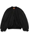 Balenciaga Draped Black Bomber Jacket In Technical Micro-faille In Black