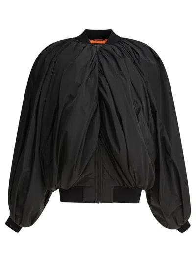 Balenciaga Draped Bomber Jacket In Black