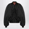 Balenciaga Black Bomber Draped Jacket With Elastic Rear Hem In Tech Fabric Woman