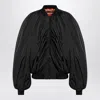 Balenciaga Black Bomber Draped Jacket With Elastic Rear Hem In Tech Fabric Woman