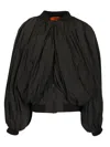 Balenciaga Black Bomber Draped Jacket With Elastic Rear Hem In Tech Fabric Woman