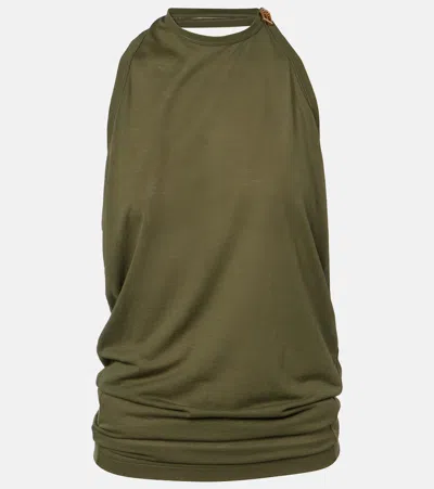 Balenciaga Draped Cotton-blend Top In Green