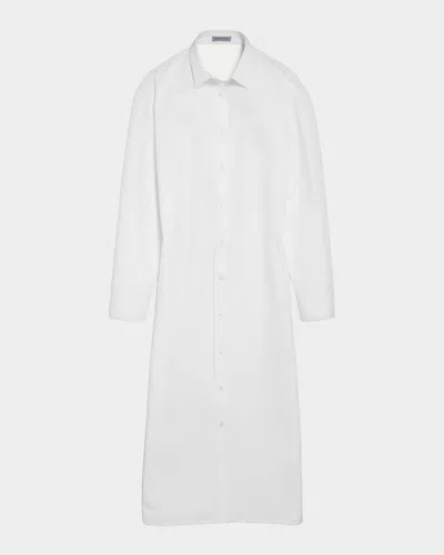 Balenciaga Draped Cotton-linen Backless Midi Shirtdress In White