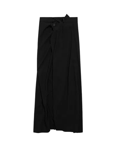 BALENCIAGA DRAPED CREPE MIDI SKIRT