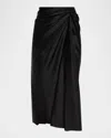 Balenciaga Draped Cupro Midi Skirt