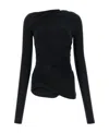 Balenciaga Draped-design Long-sleeve Top In Black