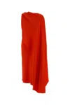 Balenciaga Silk-wool Draped Cape Midi Dress In Orange