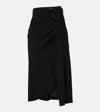 Balenciaga Asymmetric Frayed Gathered Draped Satin Midi Skirt