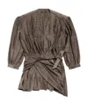 Balenciaga Draped Glittered Mini Dress In Brown