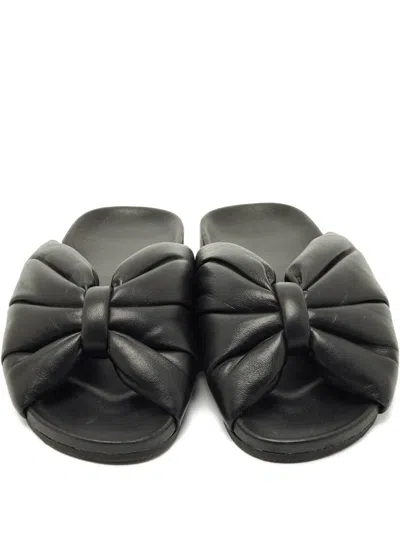 Pre-owned Balenciaga Draped Leather Slides In Black