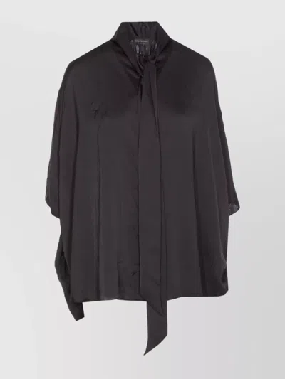 Balenciaga Draped Long Length Tie Detail Shirt In Black