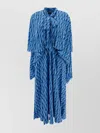 Balenciaga Draped Long Sleeve Dress With Bow Detail