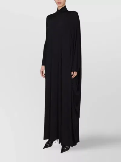 Balenciaga Draped Long Sleeve Maxi Dress In Black